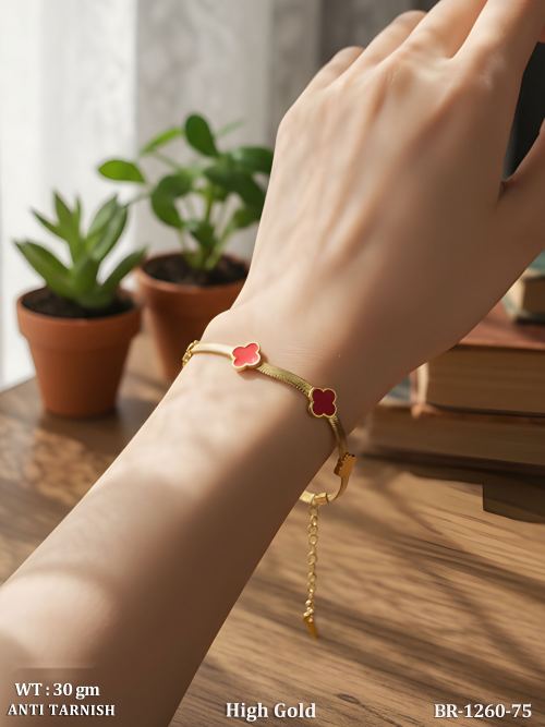 High Gold Floral Motif Bracelet Premium Designer Jewelry Piece Pack Of 3