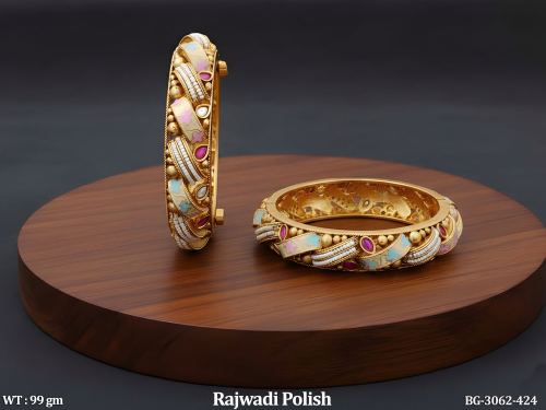 Rajwadi Finish Traditional Bangles for Women Set of 2