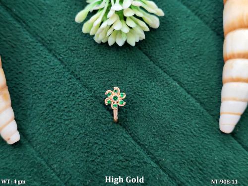 Antique Floral Design Nath in High Gold Finish