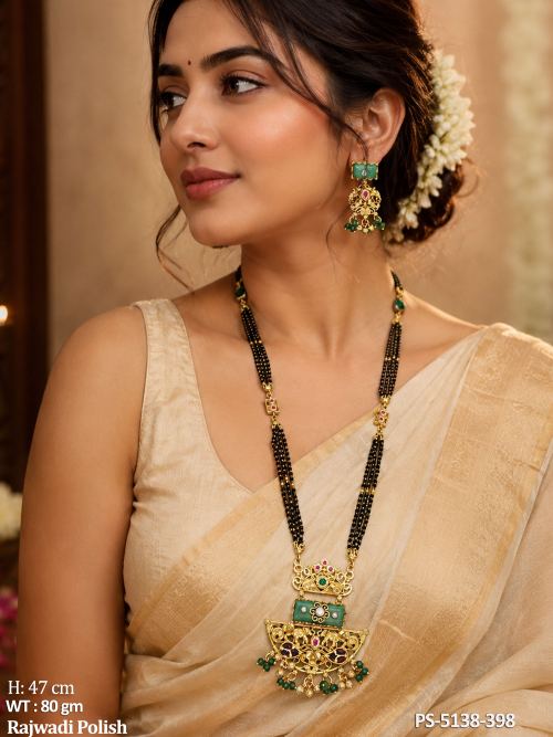Traditional Full Stone Heritage Mangalsutra Pendant Set