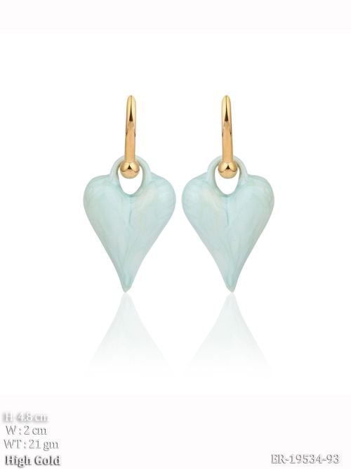 Earrings with Heart Design in Green, photo 3 of 4