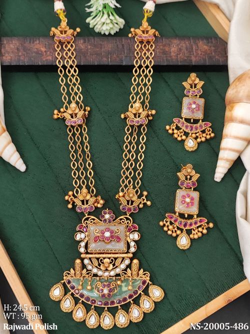 Rajwadi Finish South Indian Necklace Set for Women, photo 2 of 3