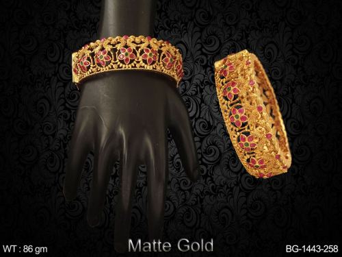 Peacock Bangles in Matte Finish Set of 2, photo 2 of 2