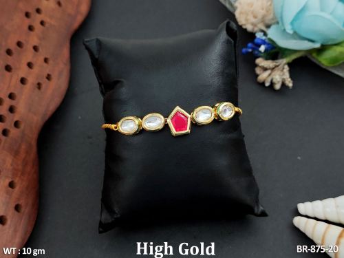 Classic Kundan Bracelet for Women in Ruby, photo 3 of 6