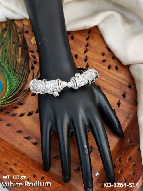 CZ Kada Bracelet in White Finish
