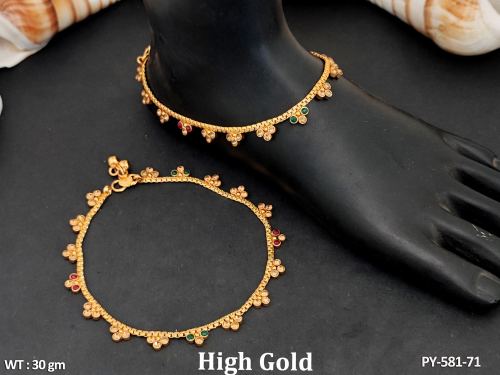 Antique Jewellery Designer High Gold Polish Party Wear Payal  