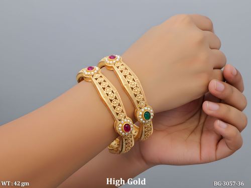 Stone-Studded Traditional Bangles for Women Set of 2