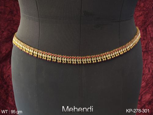 Wedding Wear Antique Kamarpatta Hip Belt in Ruby, photo 2 of 2