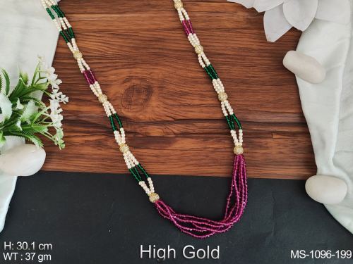 Party Wear Antique Mala with Beads in Ruby Green, photo 10 of 15