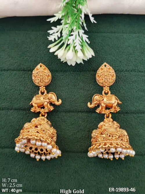 Stone-Studded Elephant Jhumka Earrings