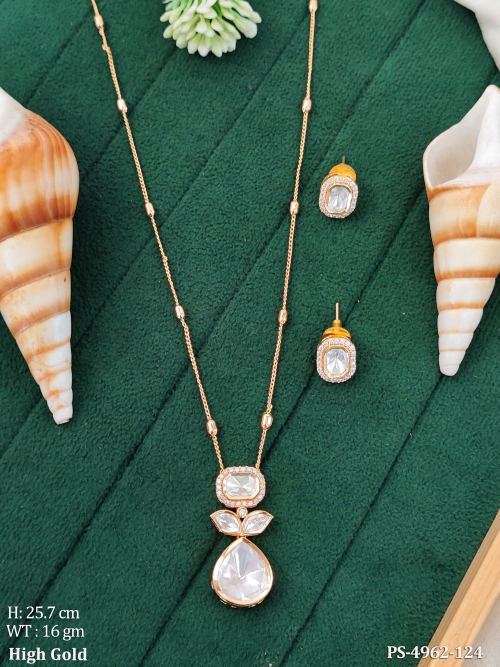 Elegant American Diamond Teardrop Pendant Set with Earrings