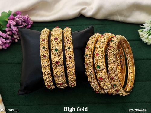 Party Wear Antique Bangles for Women Set of 6