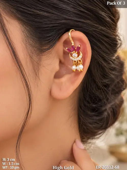 Designer Full Stone Gold Dangle Earrings