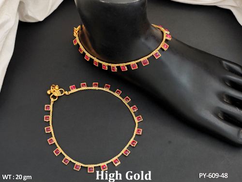  Antique High Gold Polish  Payal Stylish  Anklets for Festive & Daily Use
