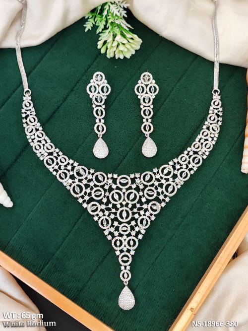 White Necklace Set with CZ Stones, photo 2 of 3