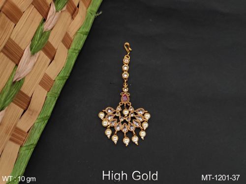 Party Wear Antique Tikka with Pearls
