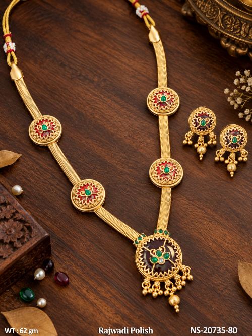 Long Stone-Studded Jewellery Set for Women in Ruby, photo 5 of 5