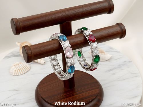 White Finish AD Bangles for Women Set of 2