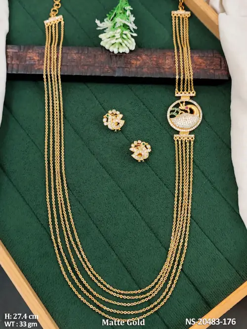 Stone-Studded Peacock Necklace Set in Matte Finish, photo 2 of 3