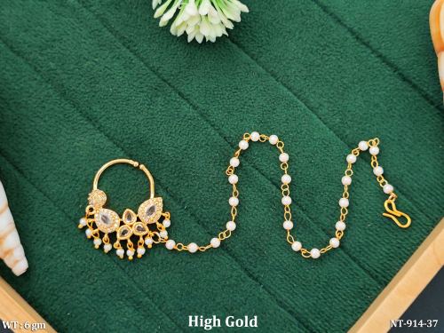 Ethnic Designer Nose Ring with Drop Bead Accents