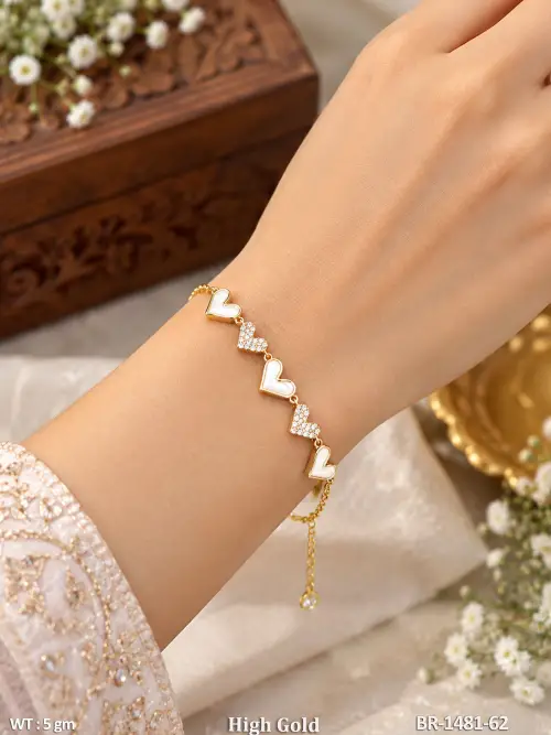 Heart Stone-Studded Bracelet for Women