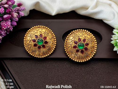 Rajwadi Finish Stone-Studded Earrings for Women