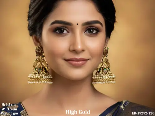 Stone-Studded Traditional Jhumka Earrings for Women