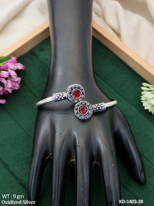 Beautiful Design Full Stone Oxidized Silver Fancy Kada  