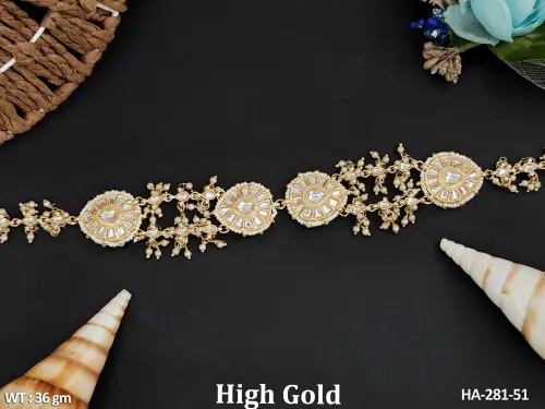 Antique  High Gold Polish Designer Full Stone Party Wear Hair Accessories  
