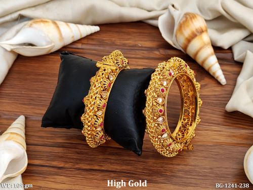 Graceful Stone-Studded Antique Bangle Set for Women