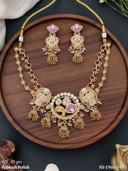 Rajwadi Finish Traditional Stone-Studded Jewellery Set for Women
