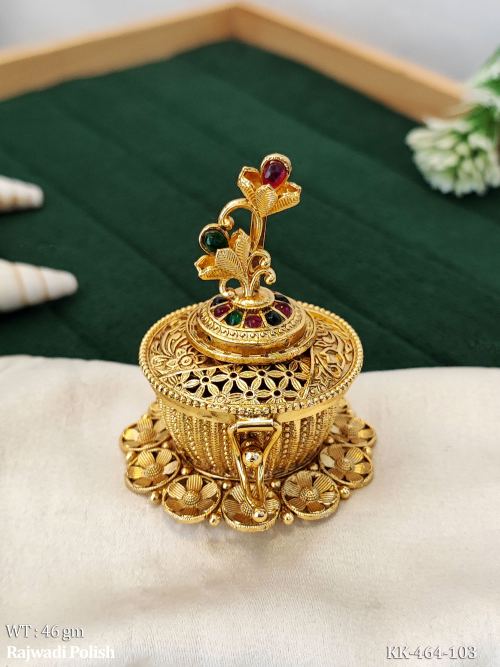 Antique Finish Floral Kumkum Box for Women