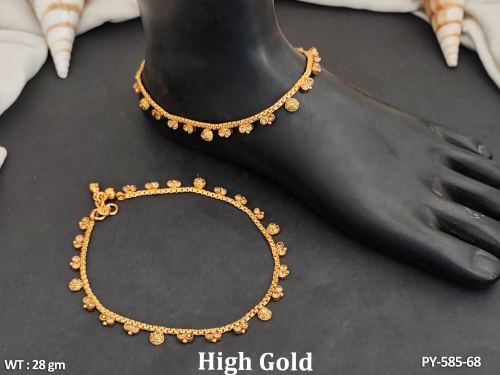 Antique Jewellery High Gold Polish Fashionable Antique Payal Set 