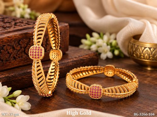 Graceful Antique Bangles with Stone Work Set of 2, photo 2 of 3