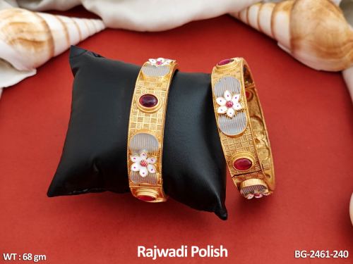 Antique Bangles with Stone Work in Rajwadi Finish Set of 2