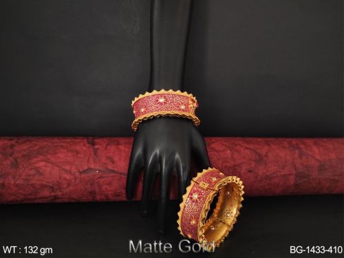 Floral Bangles in Matte Finish in Rani / 2 X 8, photo 3 of 4