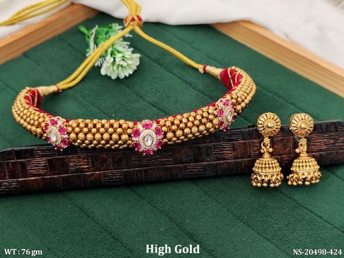 Designer Maharashtrian Tushi Necklace Set With Jhumka