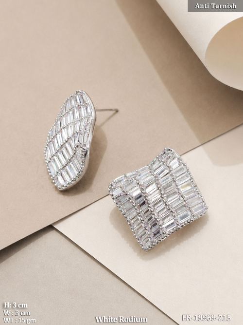 AD Earrings in White Finish, photo 2 of 2