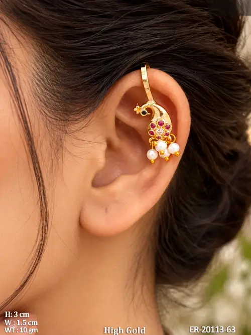 Pearl Peacock Bugadi Drop Earrings