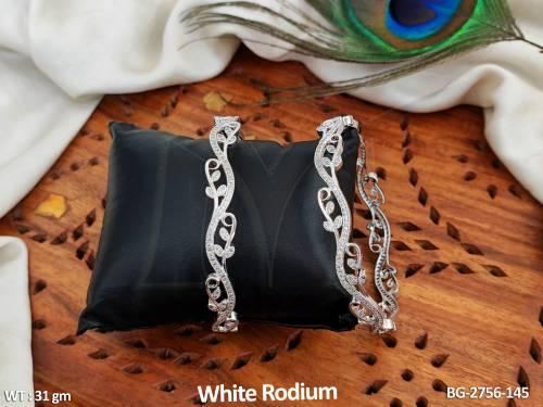 White Finish Stone-Studded Bangle Set for Women