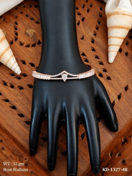American Diamond Rose Rodium AD Kada with Drop Stone Design
