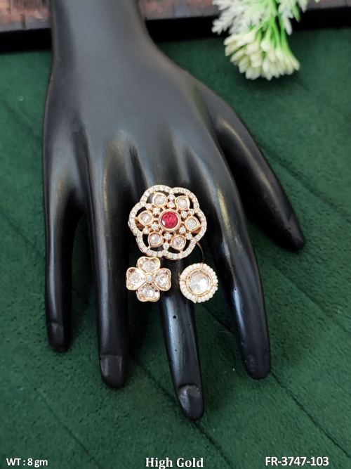Kundan Stone-Studded Ring in Ruby, photo 2 of 4