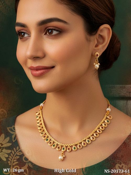 Party Wear Antique Jewellery Set with Stone Work