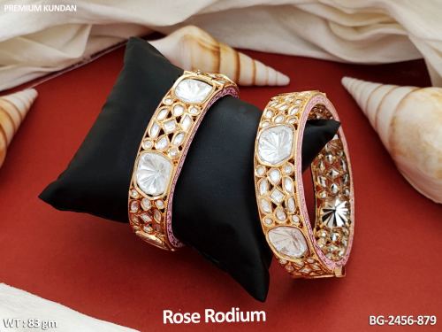 Kundan Bangles in Rose Finish for Women Set of 2, photo 2 of 6