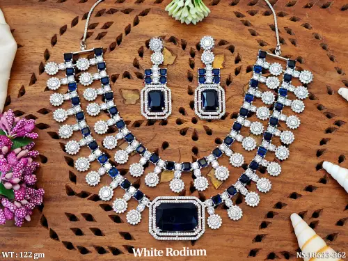 CZ Necklace Set in White Finish in Blue, photo 3 of 6