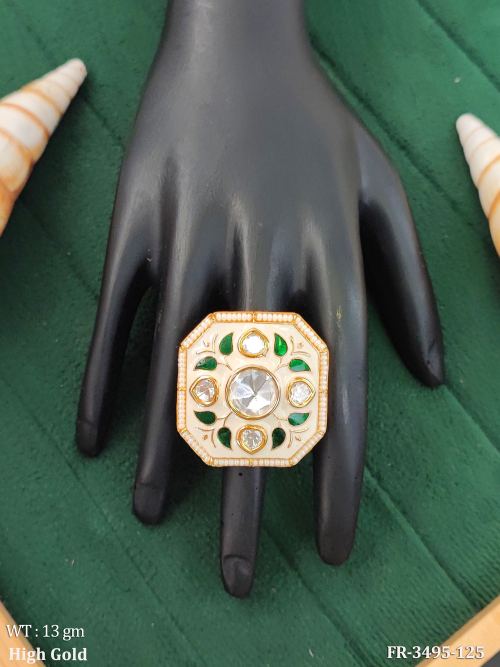 Traditional Kundan Statement Ring for Women