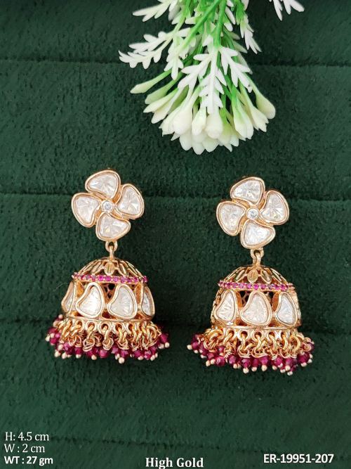 Traditional Stone-Studded Jhumkas