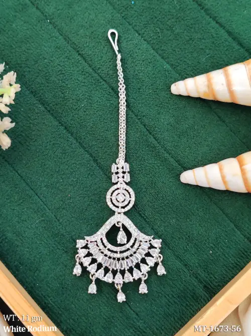Fancy AD Stone Chand Style Maang Tikka for Women