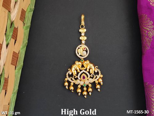 Antique Jewellery High Gold Polish Fancy Designer Party Wear Maang Tikka  