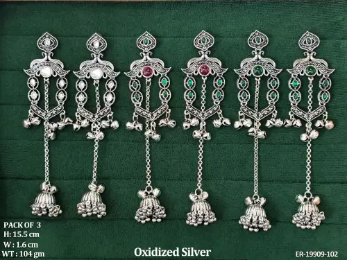 Oxidised Finish Ethnic Jhumka Earrings for Women